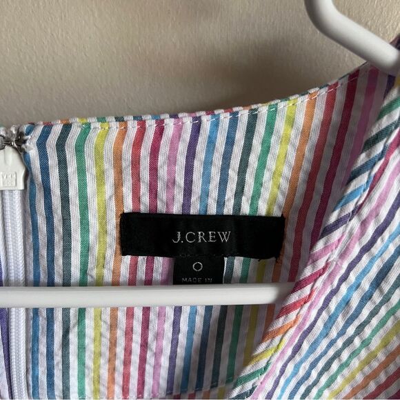 J Crew Rainbow Striped Seersucker V-neck Peplum Blouse - Picture 3 of 5